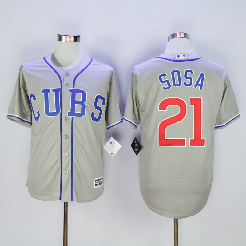 Men Chicago Cubs #21 Sosa Grey CUBS MLB Jerseys->chicago cubs->MLB Jersey